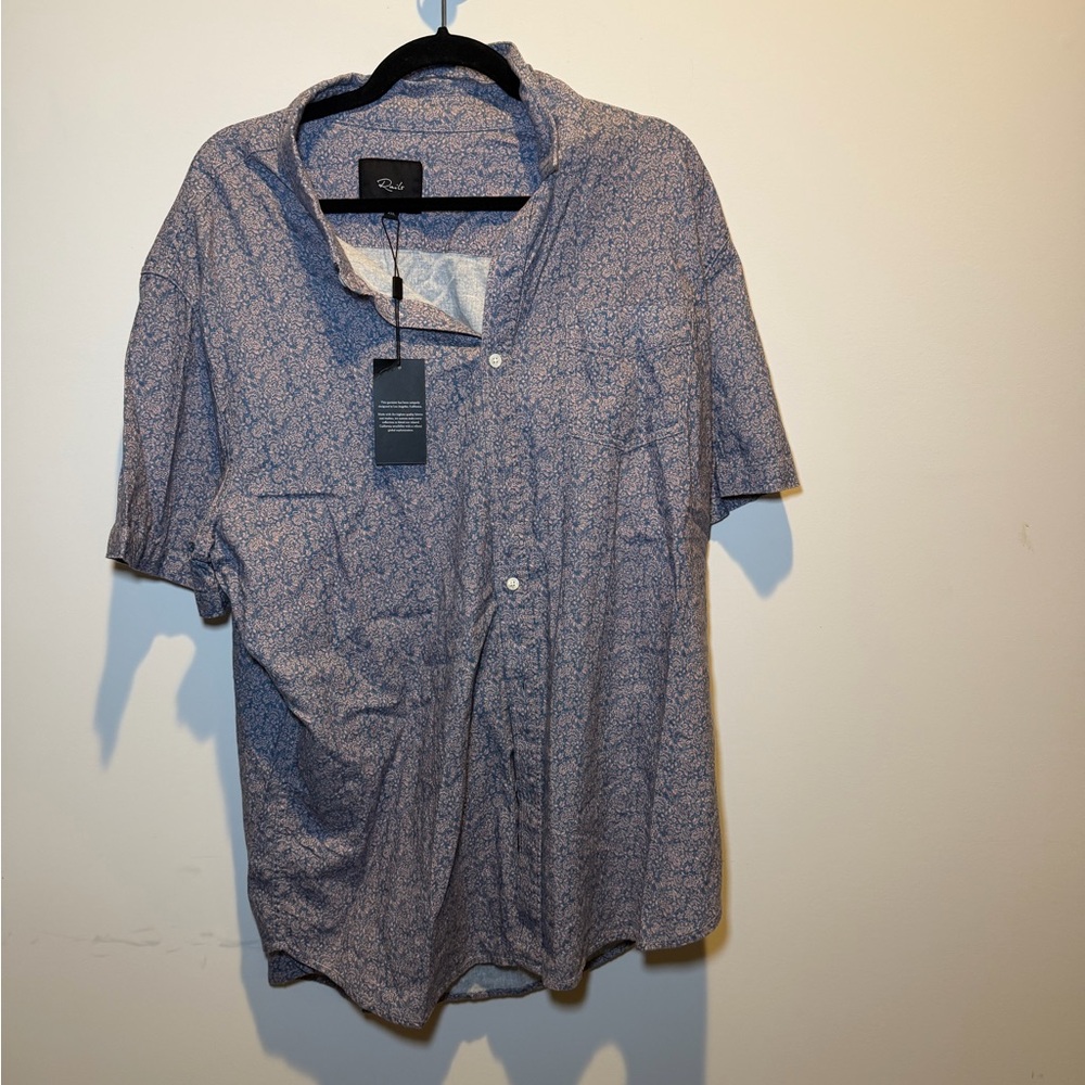 Rails Men's Casual Blue and White Button Down Shirt